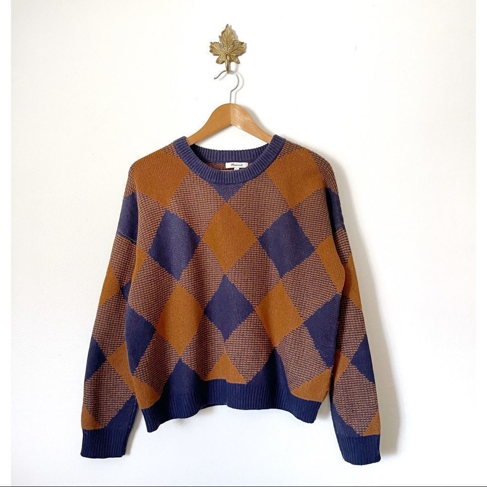 Madewell Plaid pattern Crewneck pullover sweater NWOT large Sold Out